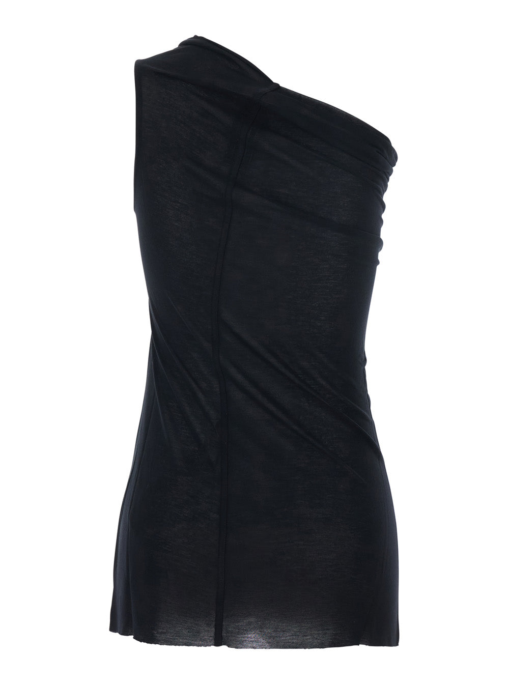 Rick Owens Women 'Athena' Black Top With Asymmetrical Design In Viscose And Silk Blend Woman RICK OWENS