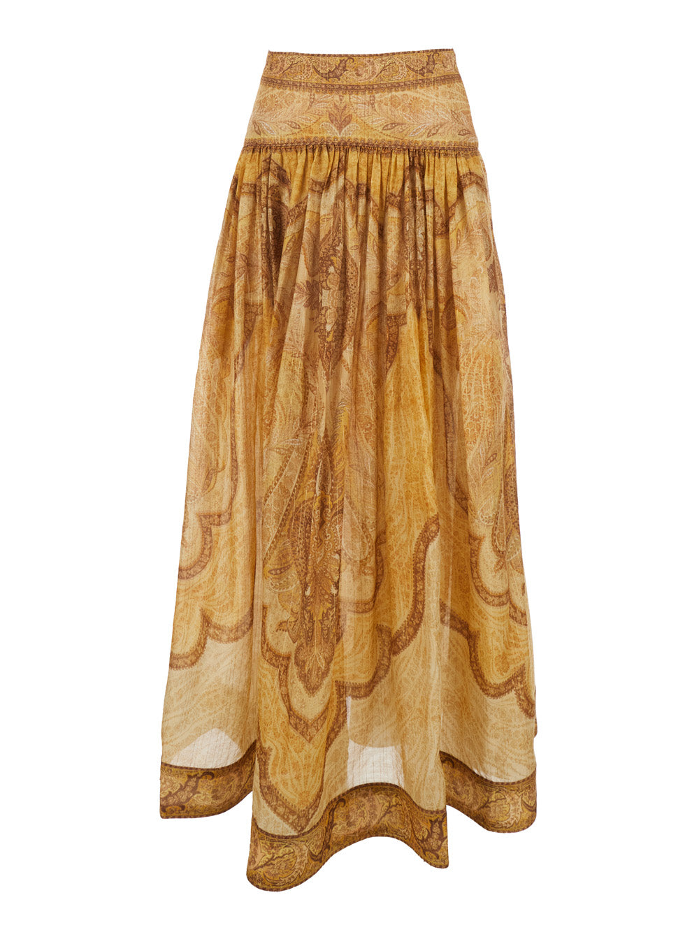 Zimmermann Women 'Wanderlust' Multicolor Flared Skirt With Rear Zip Closure And All-Over Paisley Motif In Cotton Blend Woman ZIMMERMANN