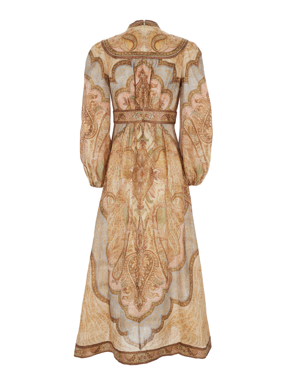 Zimmermann Women 'Wanderlust' Multicolor Long Dress With V Neck And All-Over Paisley Motif In Linen Woman ZIMMERMANN