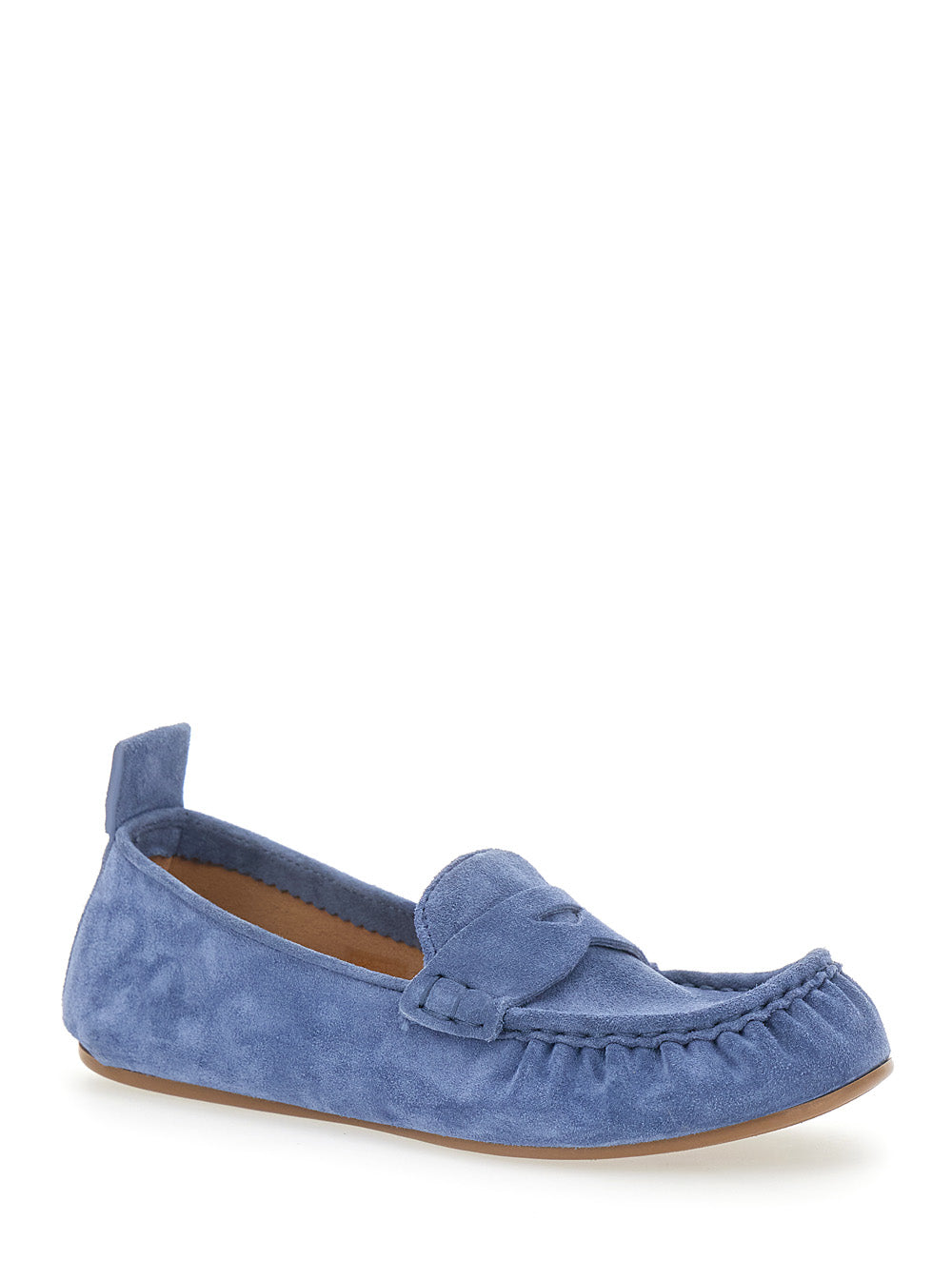 Acne Studios Women Blue Loafers With Rounded Toe And Pull-Tab In Suede Women ACNE STUDIOS