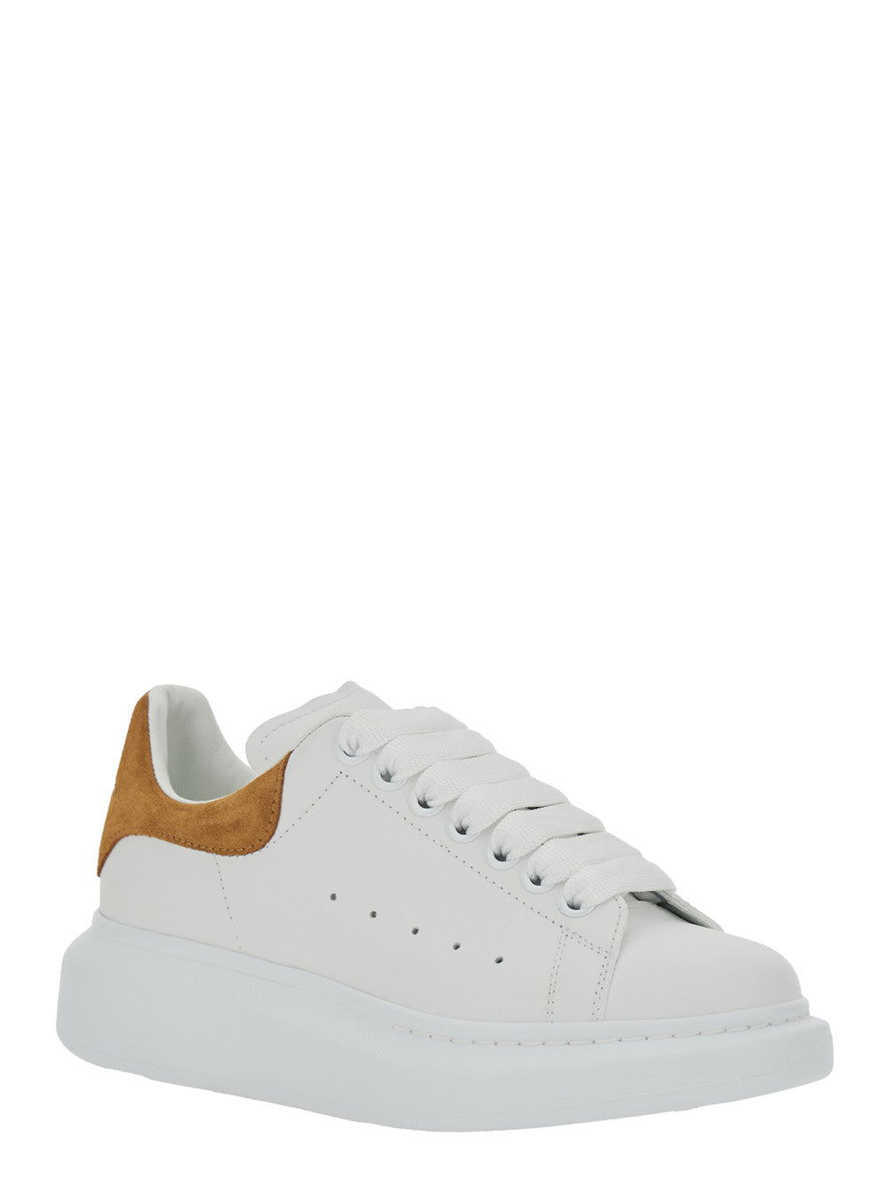 Alexander Mcqueen Women White Low Top Sneaker 'Alexander Mcqueen' With Logo Lettering On The Heel In Leather For Women