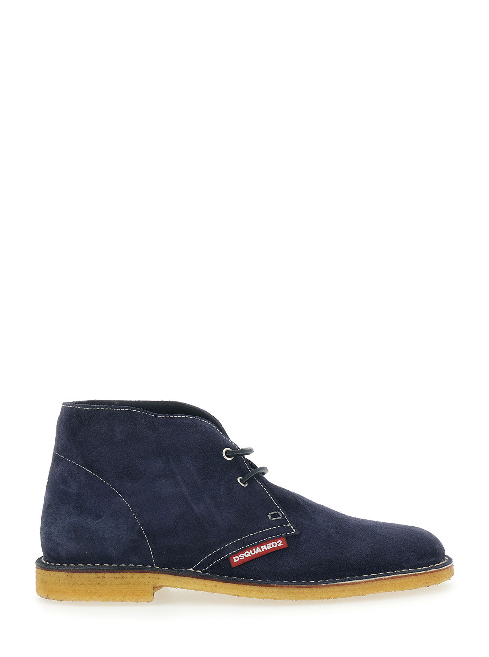 Dsquared2 Men Blue Oxford Shoes With Logo Patch On The Side And Contrasting Stitching In Suede Man DSQUARED2