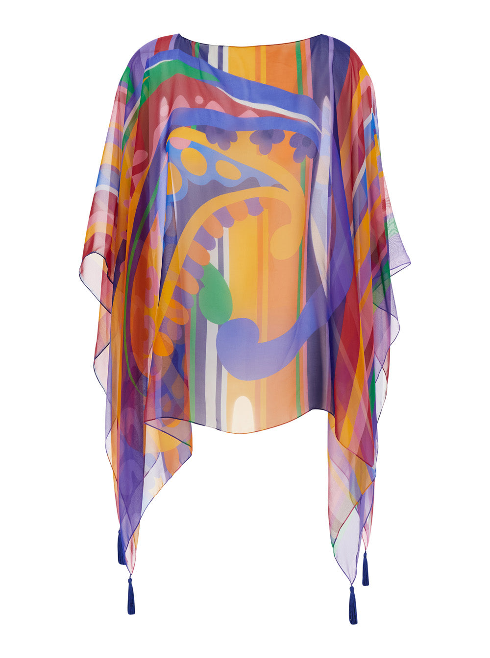 Etro Women Multicolor Cape With All-Over Print And Tassel Details In Silk Woman ETRO