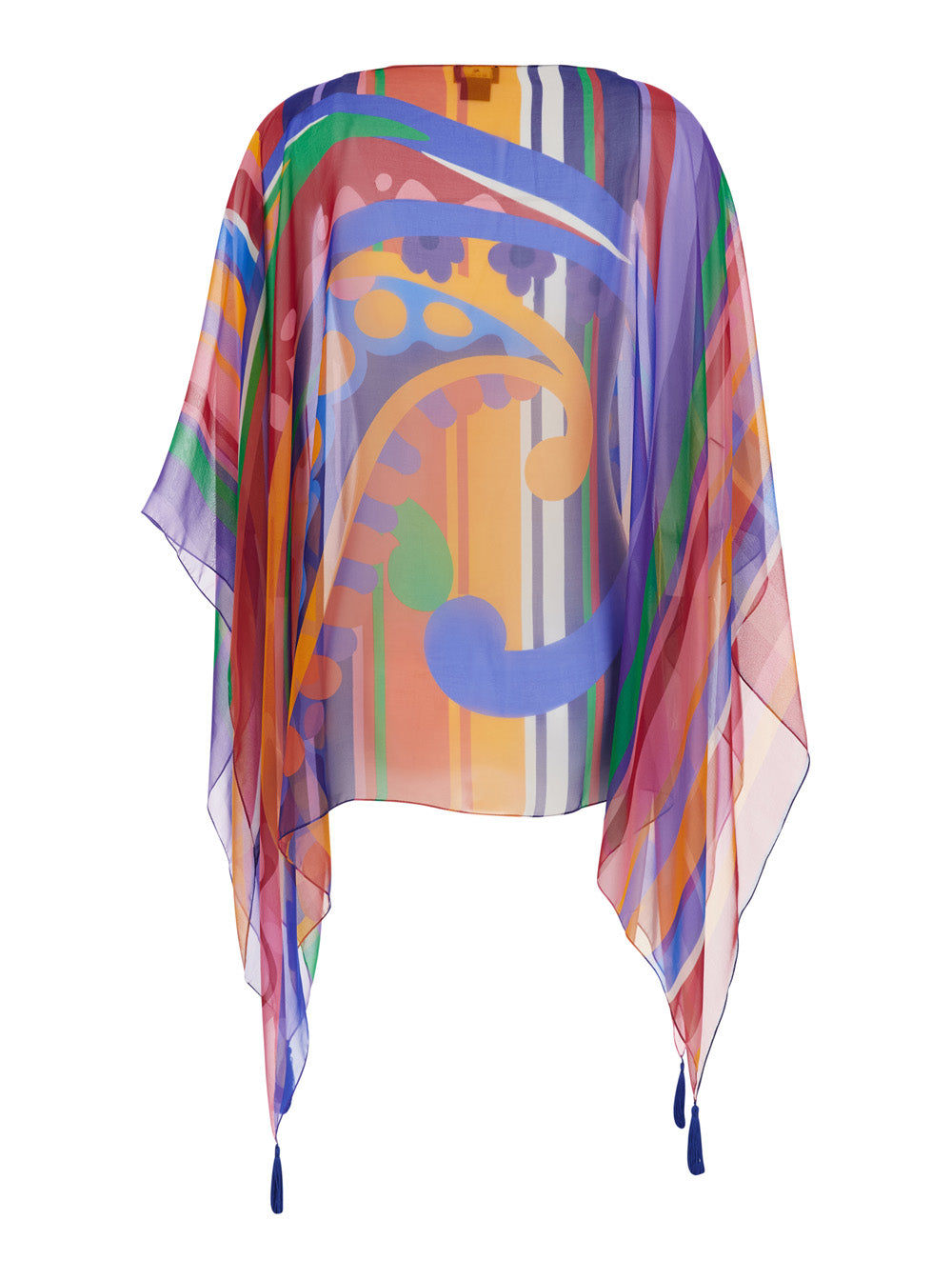Etro Women Multicolor Cape With All-Over Print And Tassel Details In Silk Woman ETRO