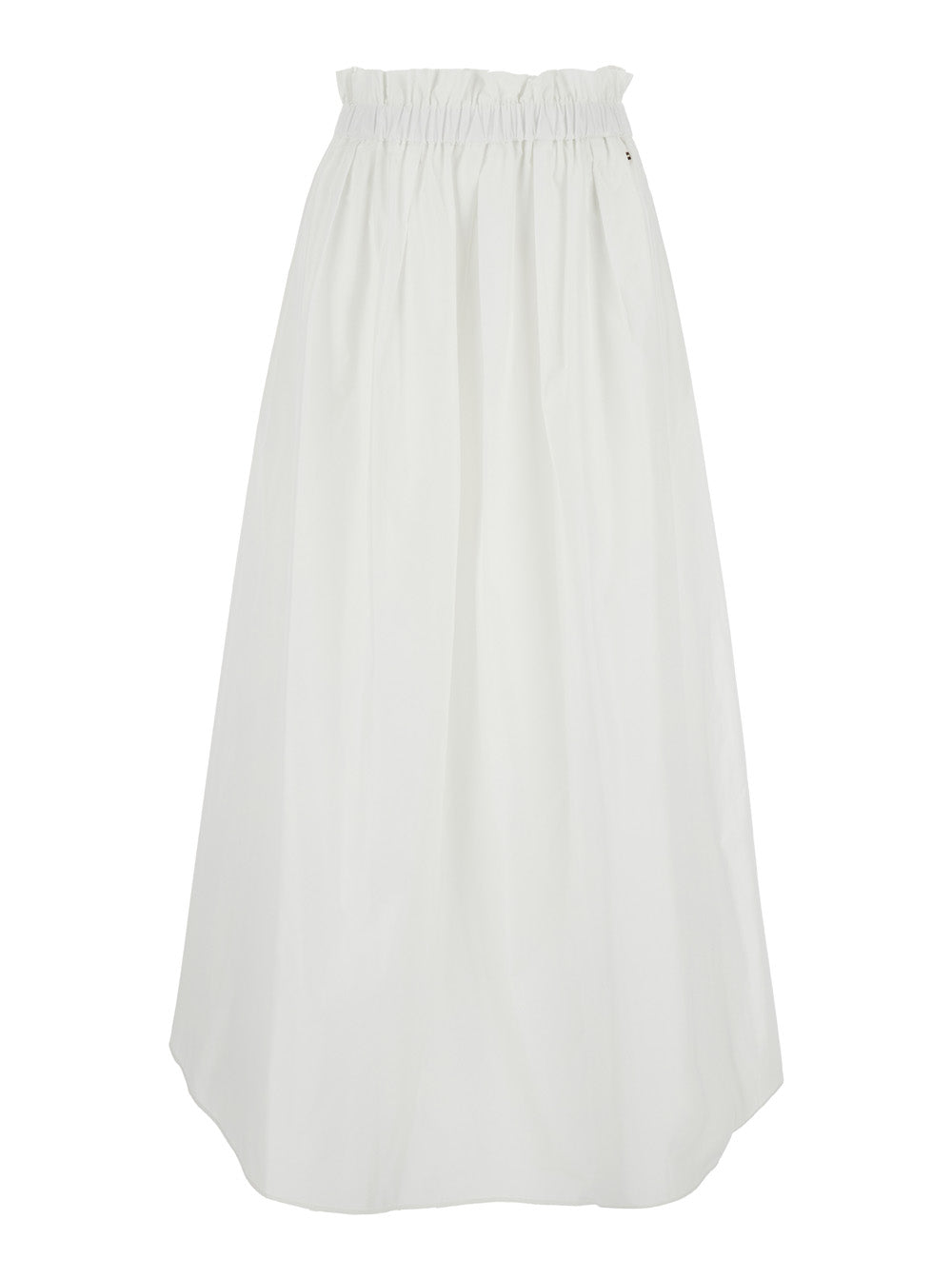 Herno Women White Tech Fabric Skirt With Elastic Waist And Logo Plate For Women HERNO