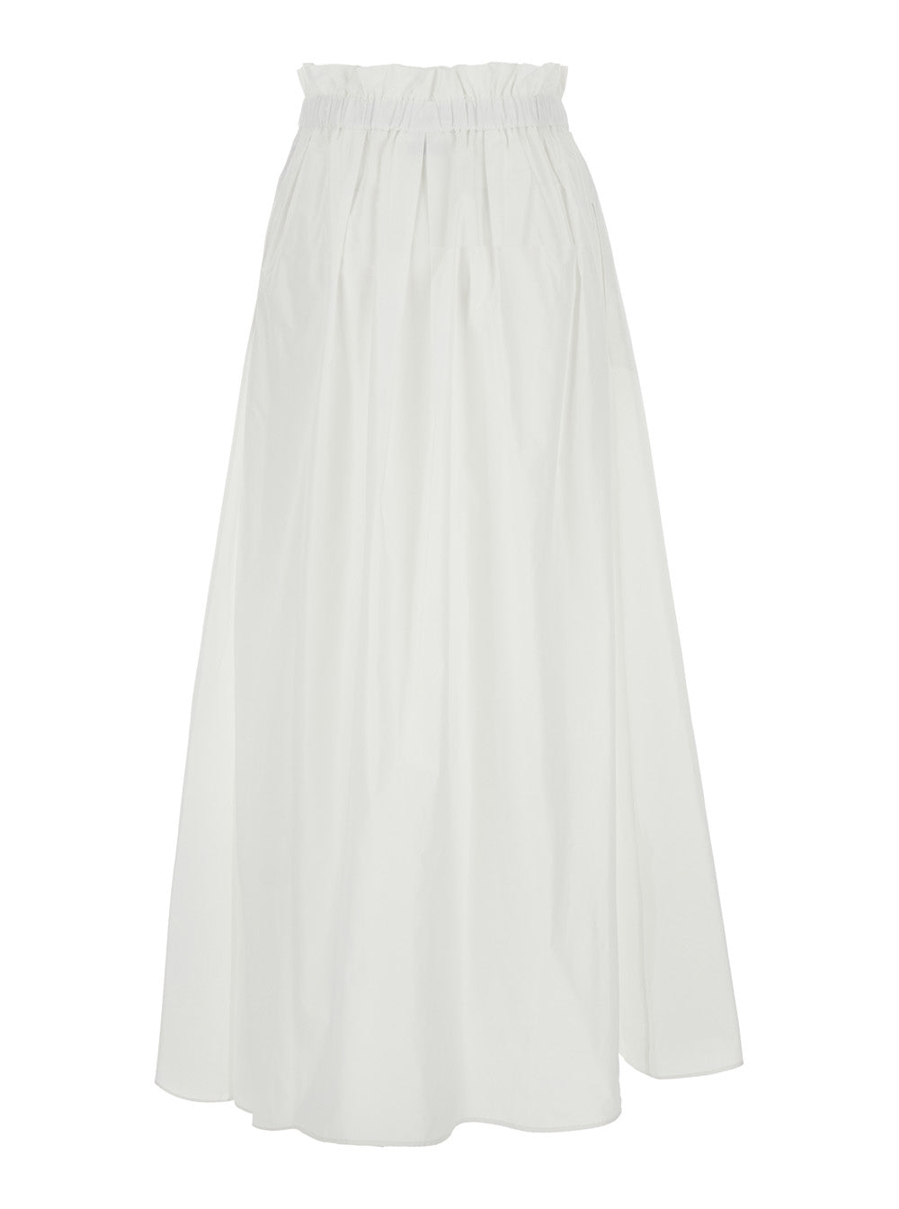 Herno Women White Tech Fabric Skirt With Elastic Waist And Logo Plate For Women HERNO