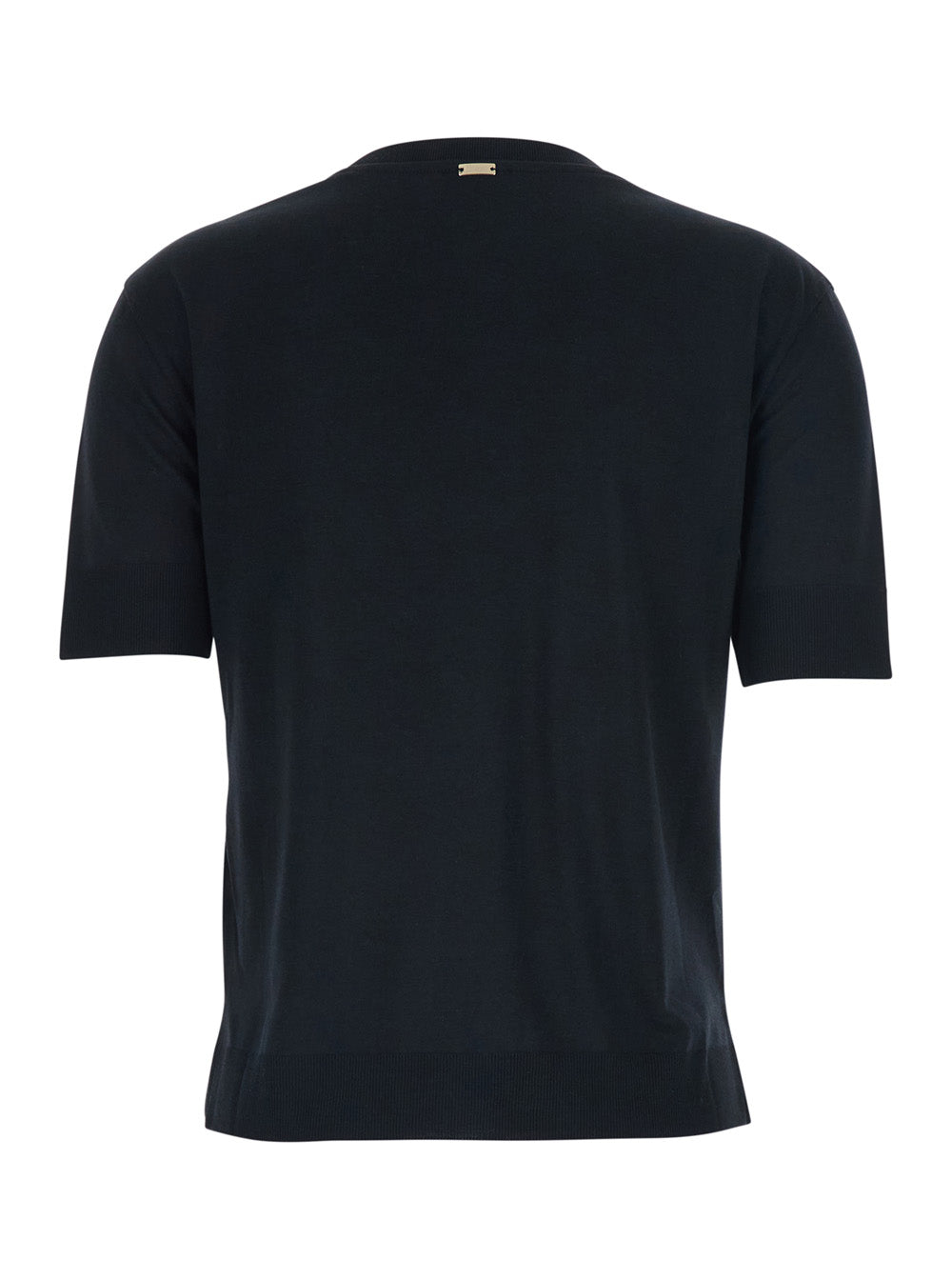Herno Women Crew Neck T-Shirt With Logo Plate On The Front In Cotton Blend Black Women HERNO