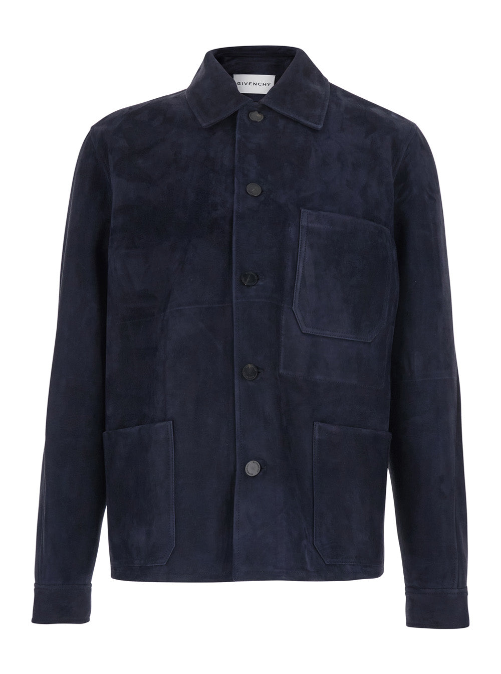 Givenchy Men Blue Jacket With Classic Collar And Suede Front Pockets For Men GIVENCHY