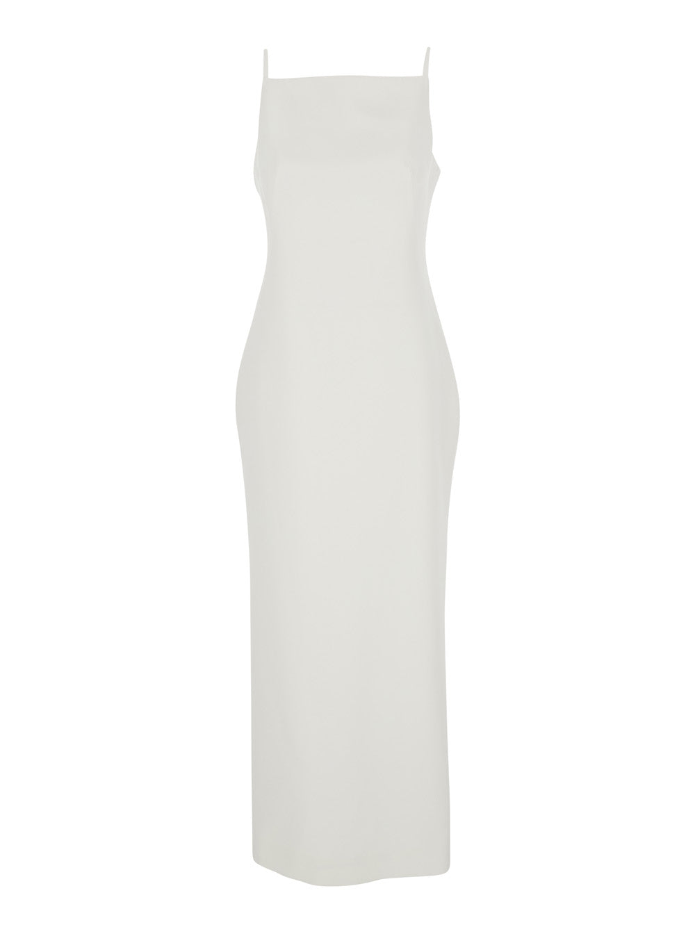 Givenchy Women Long White 'Ivory' Dress With Square Neckline And Single Vent At The Back In Viscose Blend For Women GIVENCHY