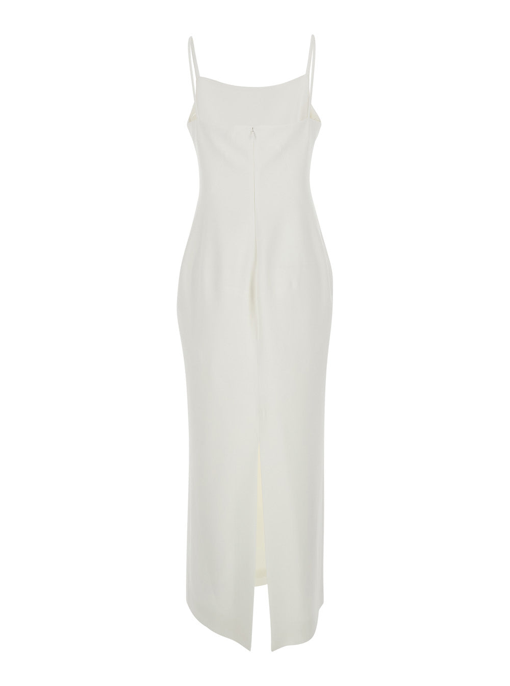 Givenchy Women Long White 'Ivory' Dress With Square Neckline And Single Vent At The Back In Viscose Blend For Women GIVENCHY