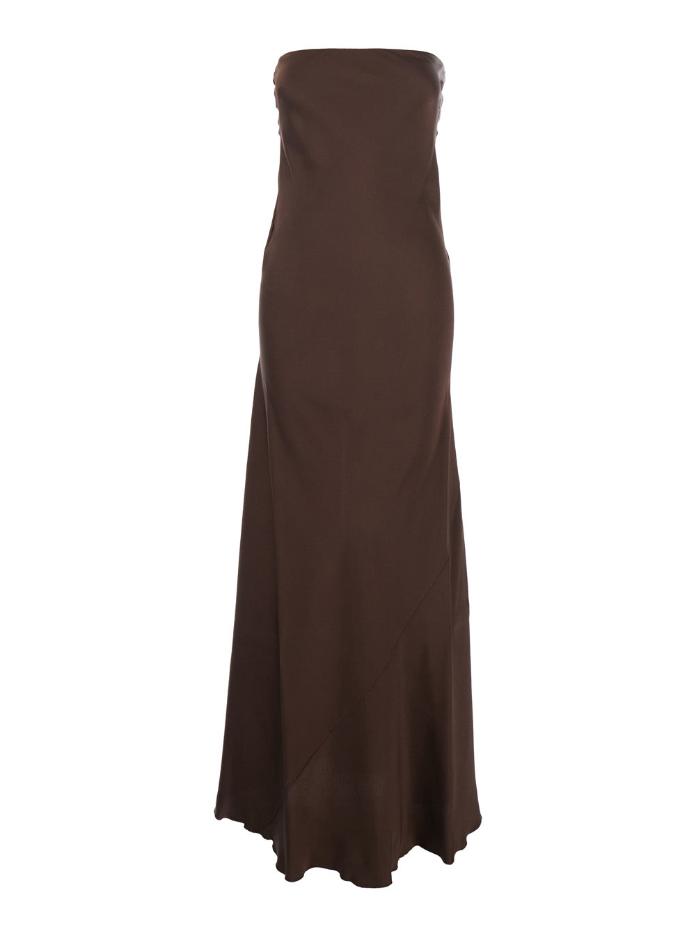 Forte_Forte Women Brown Long Dress With Off Shoulder And Zip Closure At The Back In Viscose Blend Woman FORTE FORTE