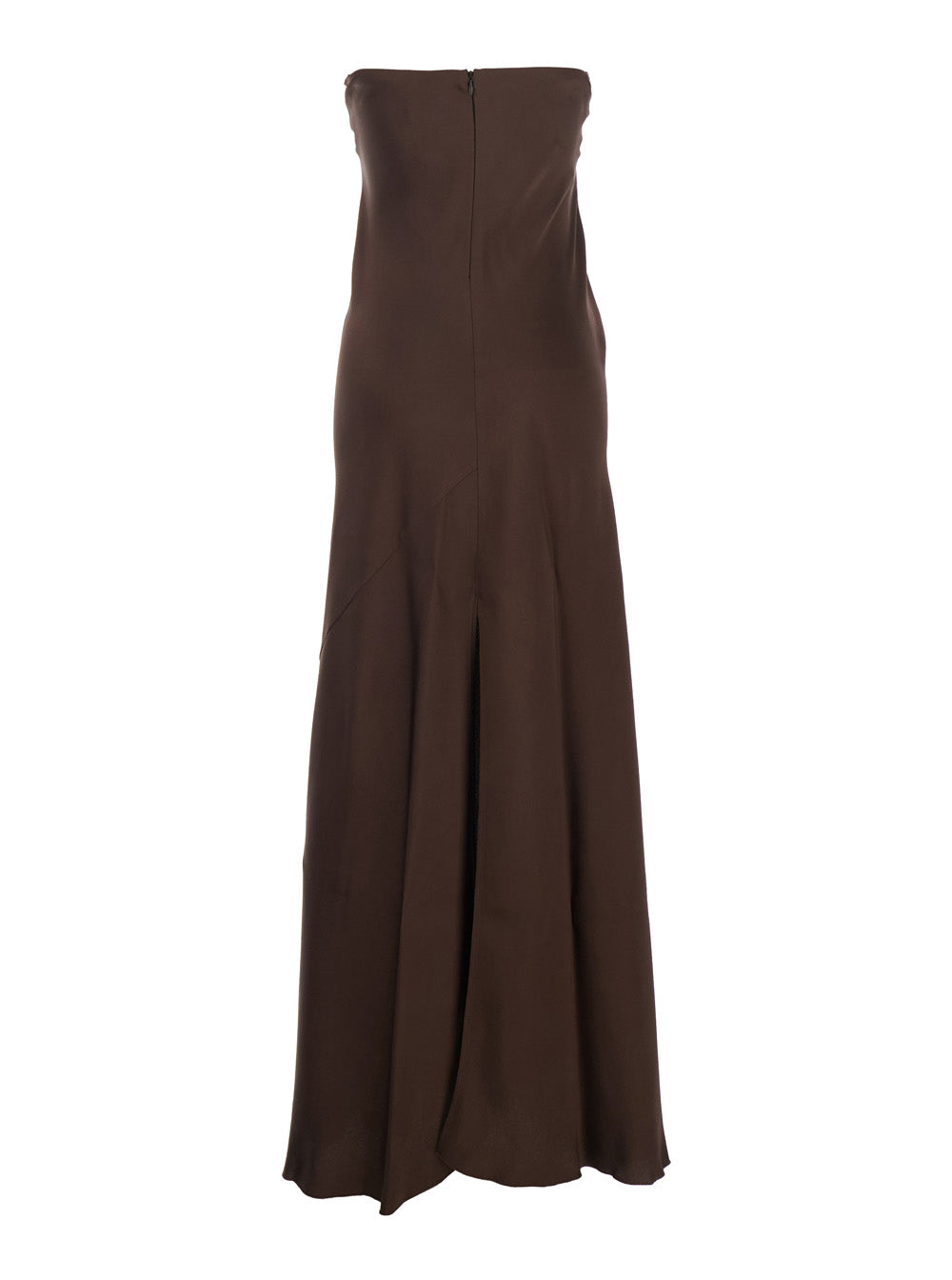 Forte_Forte Women Brown Long Dress With Off Shoulder And Zip Closure At The Back In Viscose Blend Woman FORTE FORTE