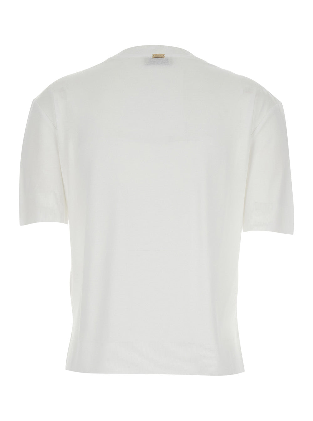 Herno Women White Round Neck T-Shirt With Logo Plate On The Front In Cotton Blend Women HERNO