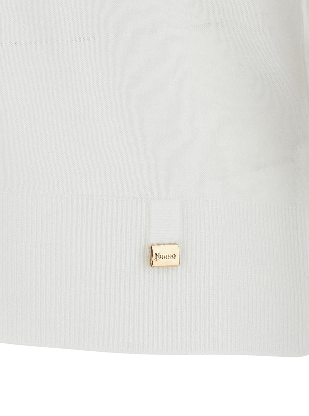 Herno Women White Round Neck T-Shirt With Logo Plate On The Front In Cotton Blend Women HERNO