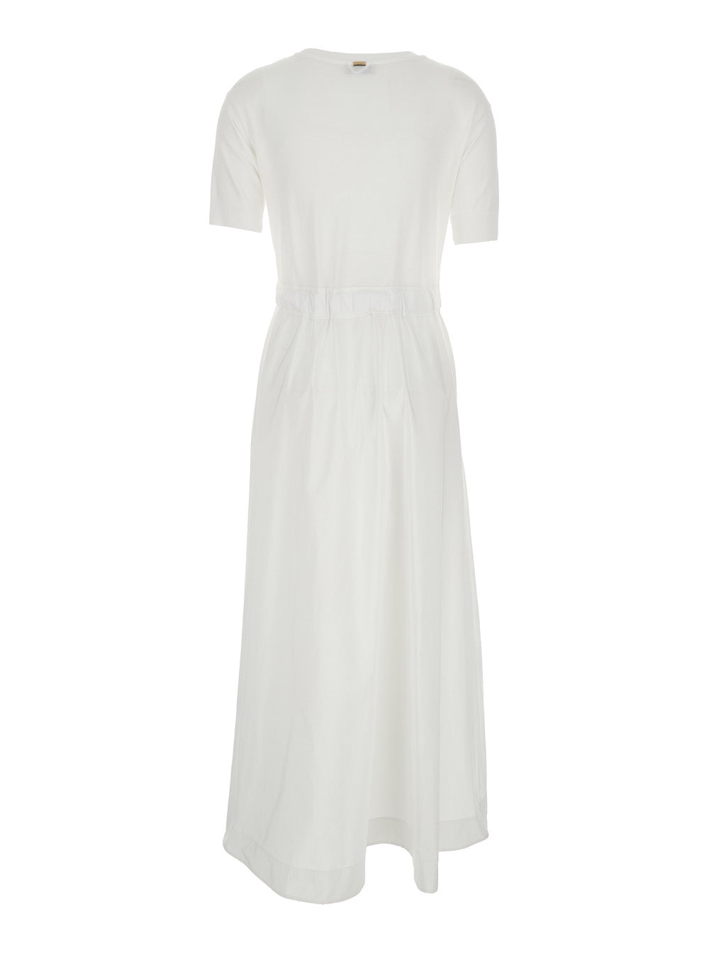 Herno Women Long Dress With Bow On The Front In White Tech Fabric For Women HERNO