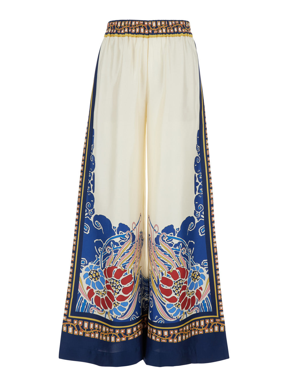 La Doublej Women Multicolor Wide-Leg Palazzo Pants With All-Over Print In Silk Women LA DOUBLEJ