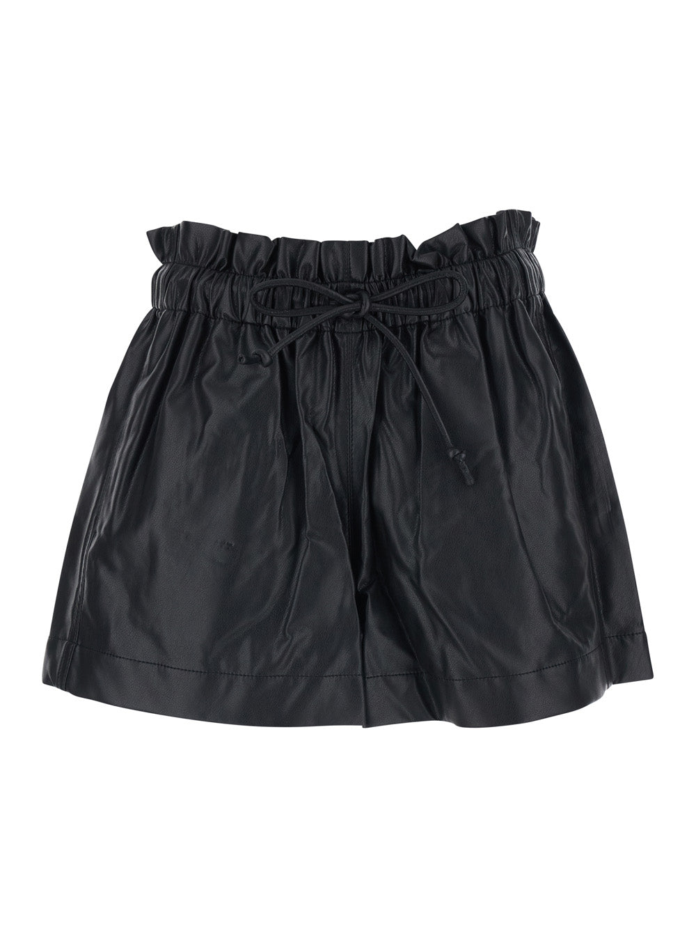 Isabel Marant Etoile Women Black Ecoleather 'Naline' Shorts With Drawstring Waist For Women
