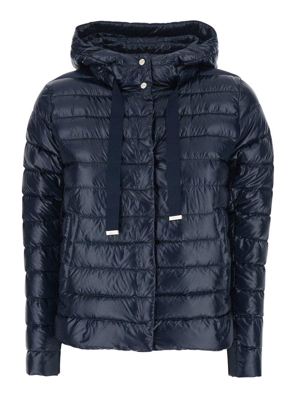 Herno Women Blue Hooded Puffer Jacket With Drawstring And Logo Detail On Drawstring In Tech Fabric For Women HERNO