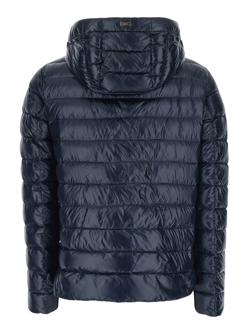 Herno Women Blue Hooded Puffer Jacket With Drawstring And Logo Detail On Drawstring In Tech Fabric For Women HERNO
