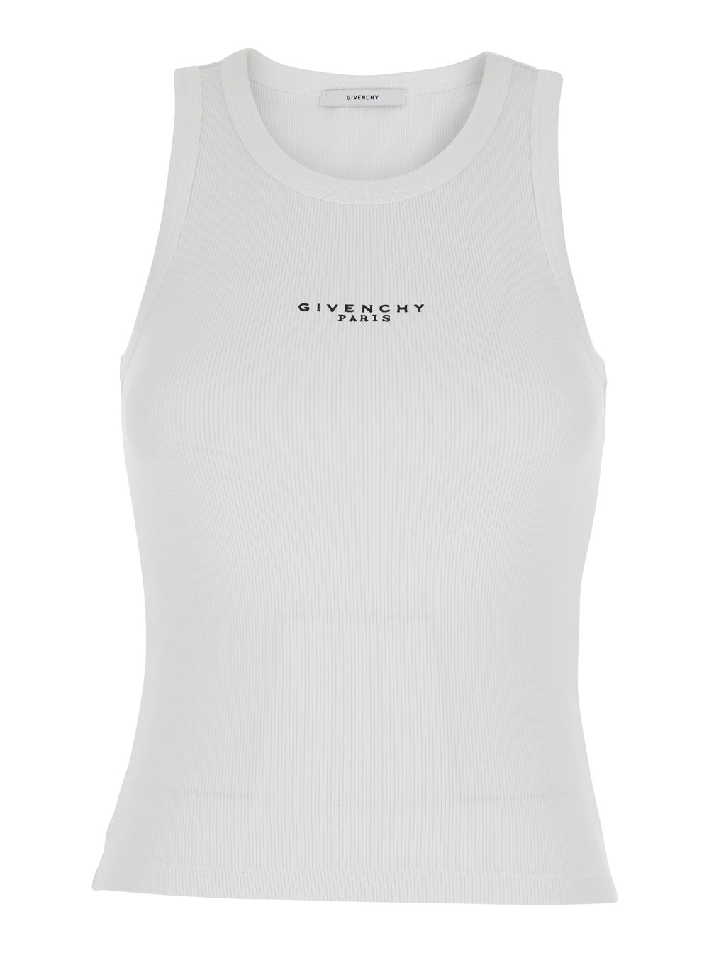 Givenchy Women White Sleeveless Top With Logo Lettering On The Front In Stretch Cotton For Women GIVENCHY
