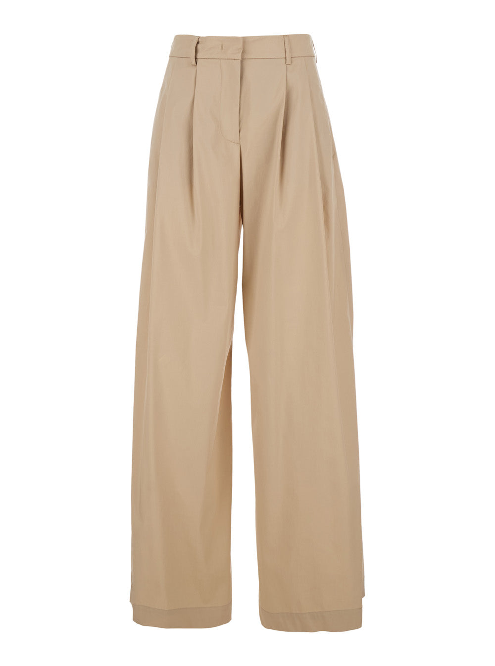 Leplain Women Beige Trousers With Front Pleats And Wide Leg In Cotton Woman LEPLAIN