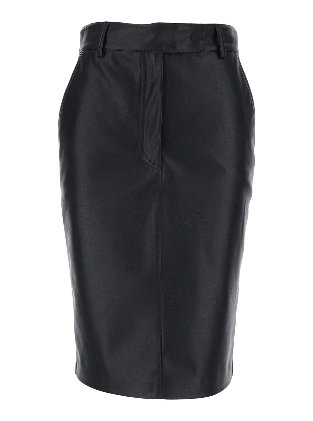 Leplain Women Black Skirt With Hidden Closure On The Front In Ecoleather Woman LEPLAIN