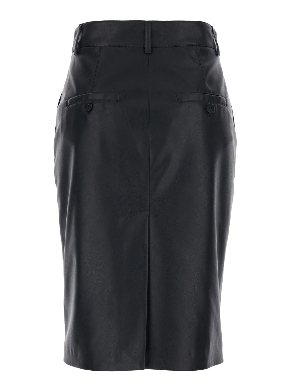 Leplain Women Black Skirt With Hidden Closure On The Front In Ecoleather Woman LEPLAIN
