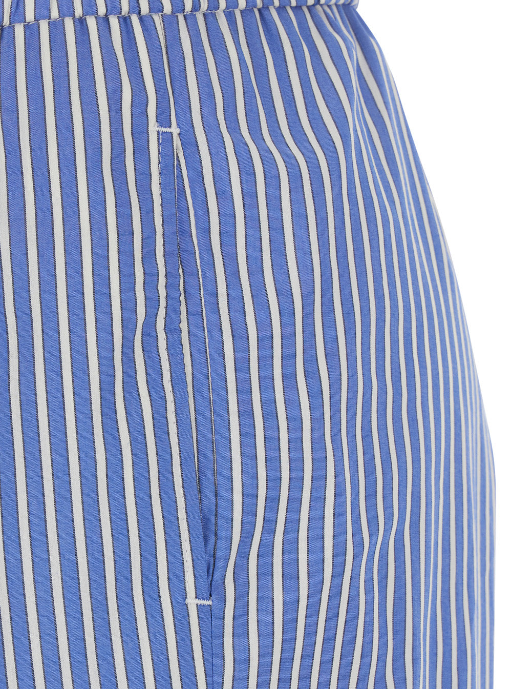 Leplain Women Blue Pants With Wide Leg And All-Over Stripes In Cotton Blend Woman LEPLAIN