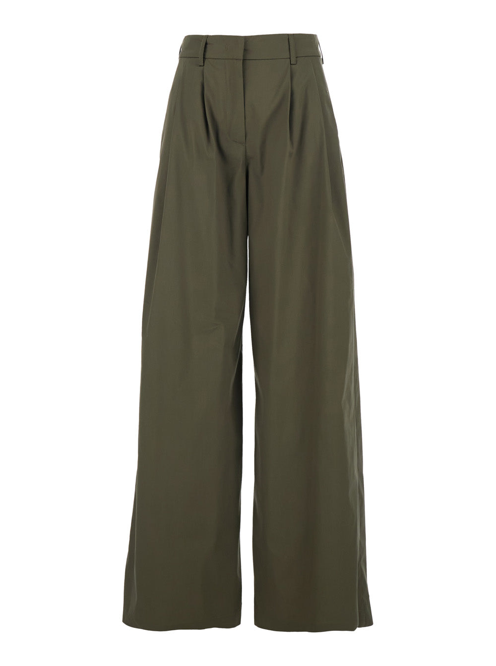 Leplain Women Green Wide Leg Trousers With Pleats For Women LEPLAIN