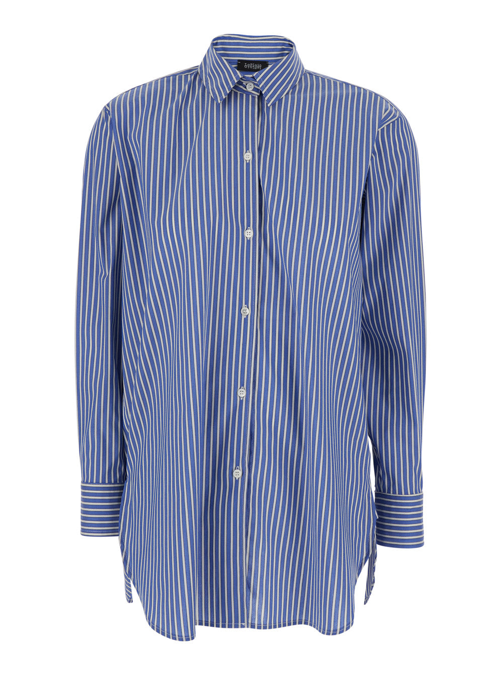 Leplain Women Shirt With Classic Collar And All-Over Striped Pattern In Blue Cotton For Women LEPLAIN