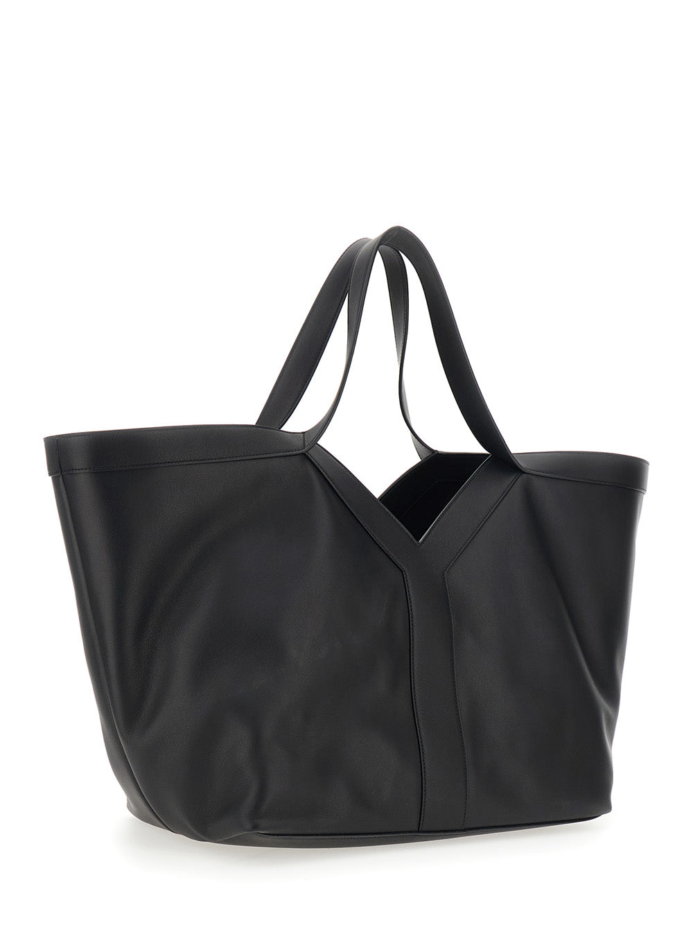 Saint Laurent Women Black Shoulder Bag With Hook Closure And Two Top Handles In Leather Woman