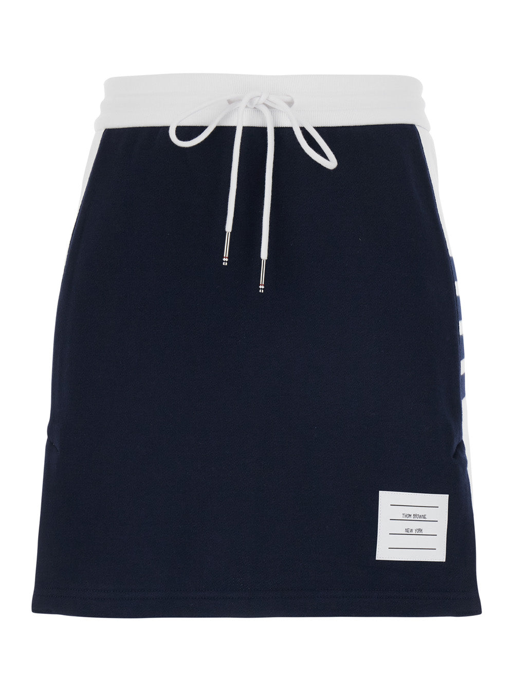 Thom Browne Women Dress 'Classic 4 Bar' With Elasticated Waist And Drawstring And 4Bar Logo On The Side In Blue Cotton For Women