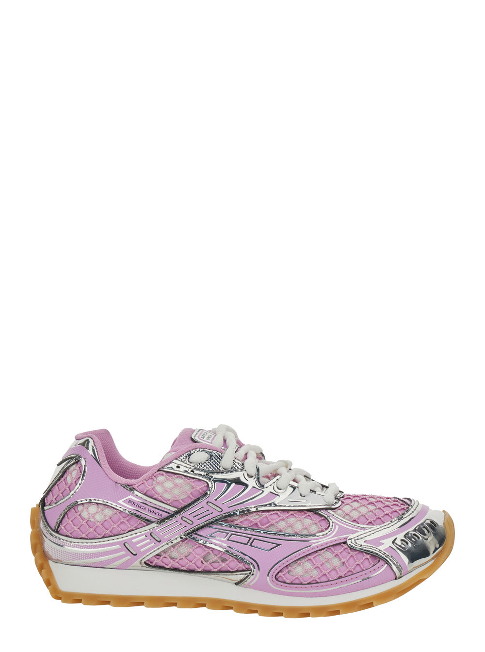 Bottega Veneta Women 'Orbit' Pink Sneakers With Logo Lettering Print In Lightweight Techno Mesh Woman BOTTEGA VENETA