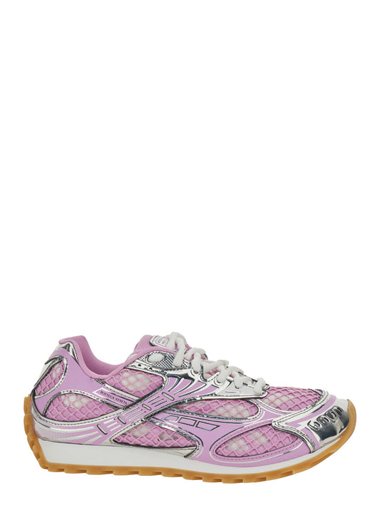Bottega Veneta Women 'Orbit' Pink Sneakers With Logo Lettering Print In Lightweight Techno Mesh Woman BOTTEGA VENETA