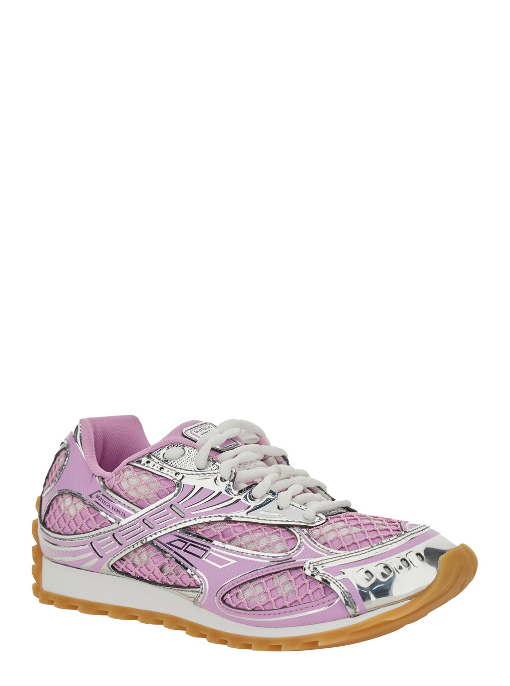 Bottega Veneta Women 'Orbit' Pink Sneakers With Logo Lettering Print In Lightweight Techno Mesh Woman BOTTEGA VENETA