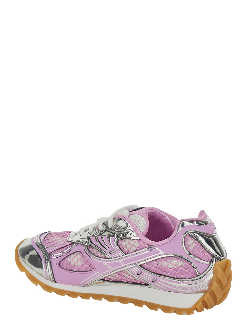 Bottega Veneta Women 'Orbit' Pink Sneakers With Logo Lettering Print In Lightweight Techno Mesh Woman BOTTEGA VENETA