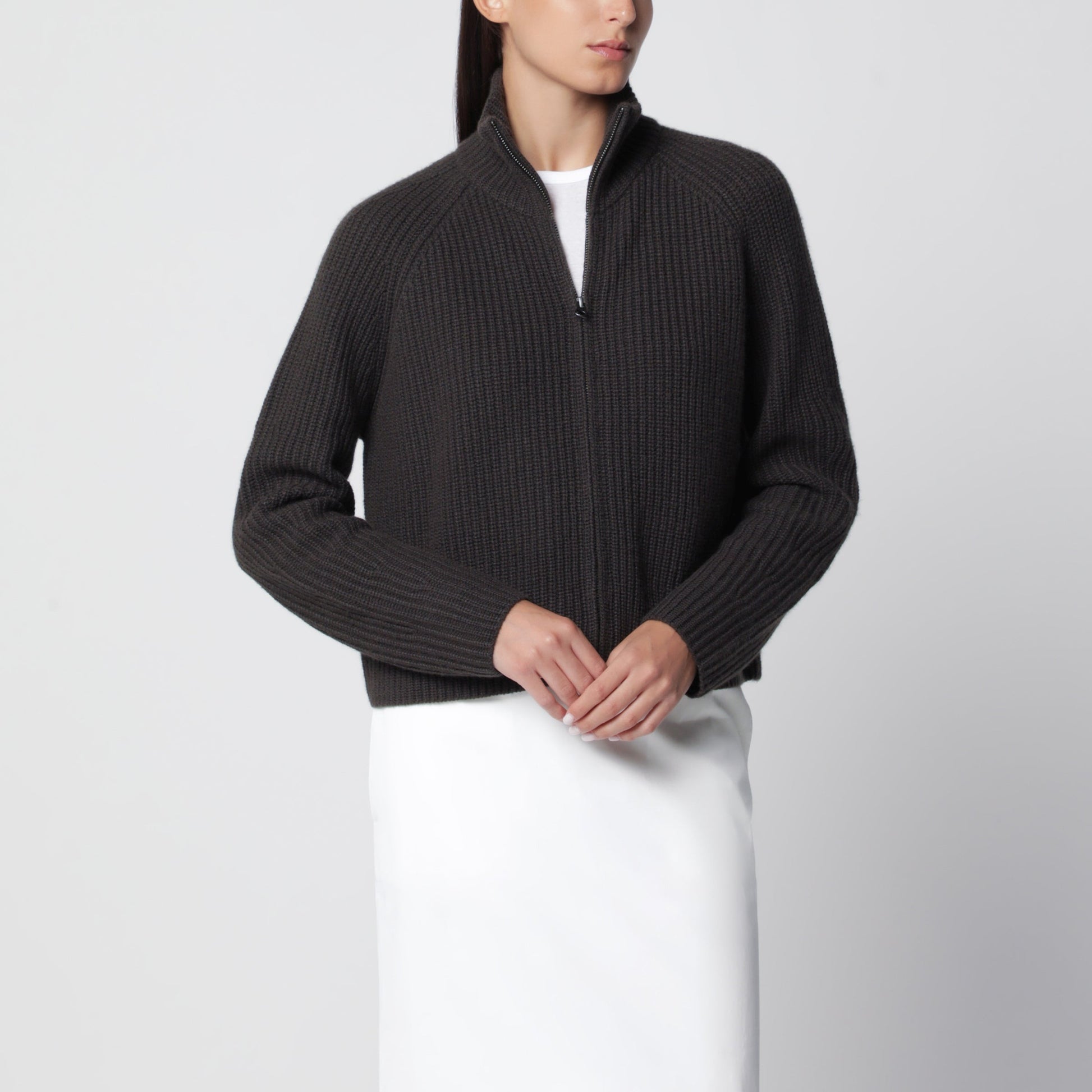 Lisa Yang Dark Green Sadie Zip-Up Cashmere Cardigan Women LISA YANG