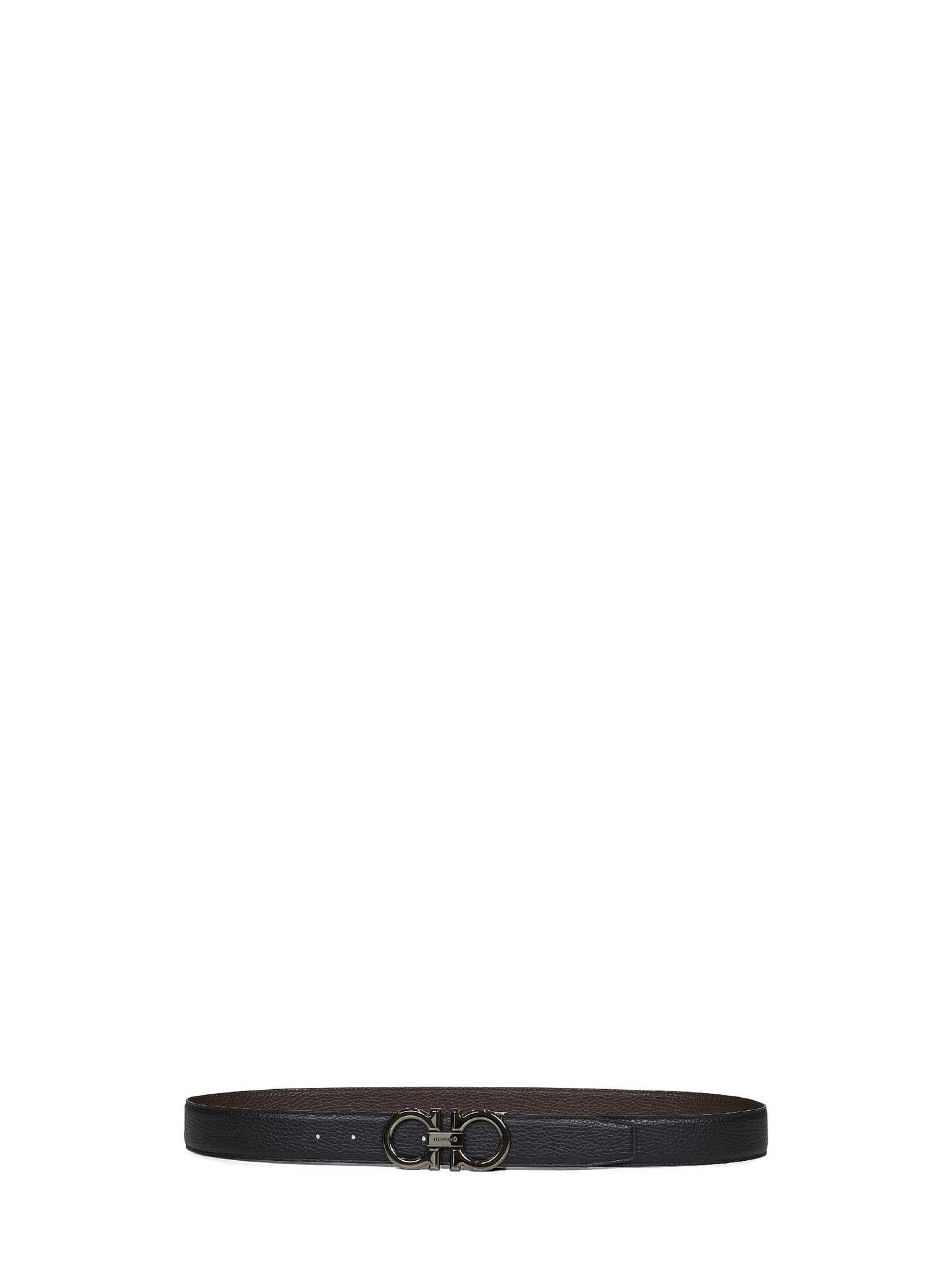 Ferragamo Men Black Leather Reversible Gancini Belt FERRAGAMO