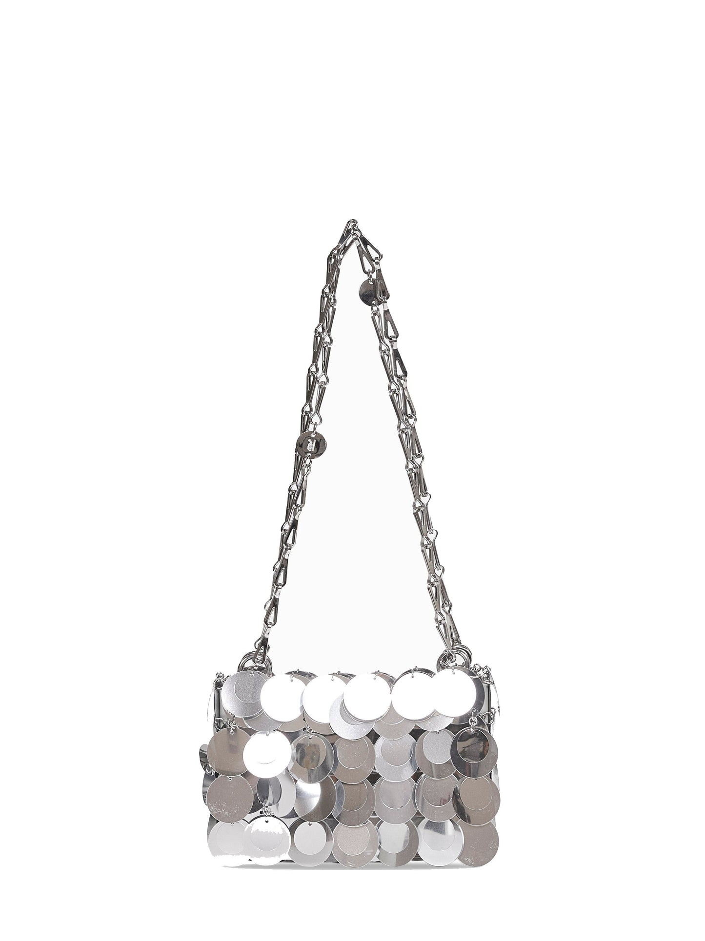 Rabanne Women Silver Silver Sparkle Discs Nano Shoulder Bag PACO RABANNE
