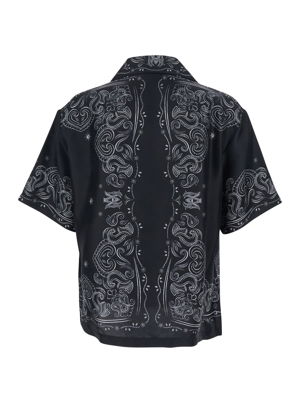 Amiri Men Silk Shirt With Cuban Collar And Black All-Over Bandana Print For Men AMIRI