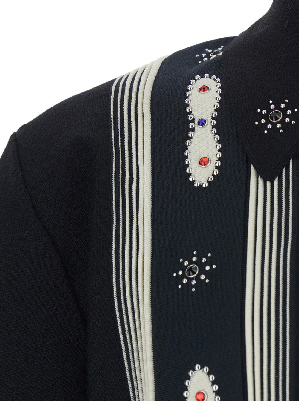 Amiri Men Black Shirt With Pointed Collar And Bead Details On The Front In Cotton Blend Men AMIRI