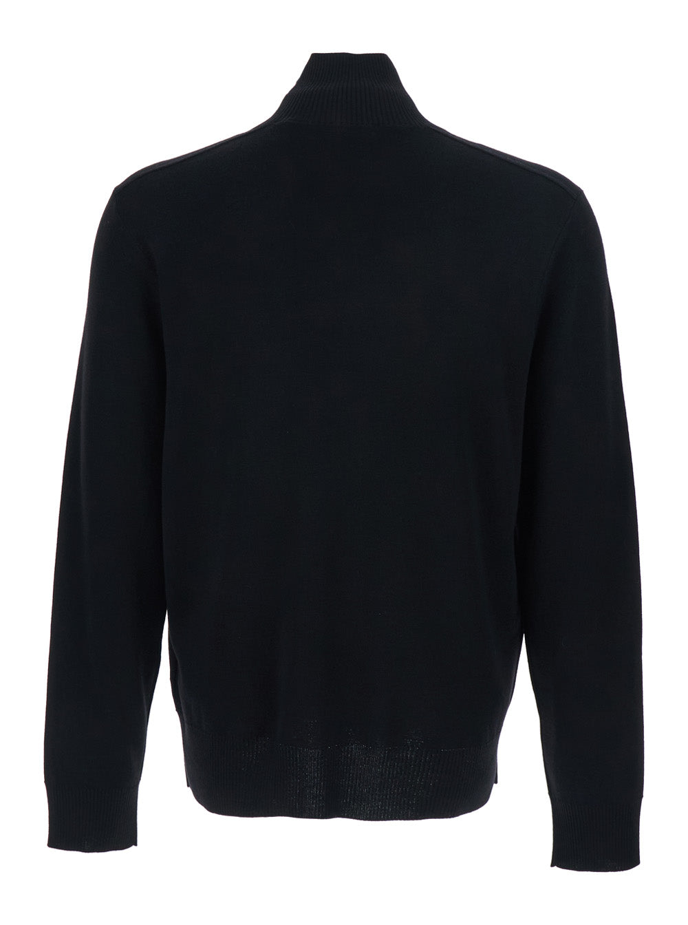 Burberry Men Black Turtleneck Sweater With Check Detail On The Front In Wool And Cotton Man BURBERRY