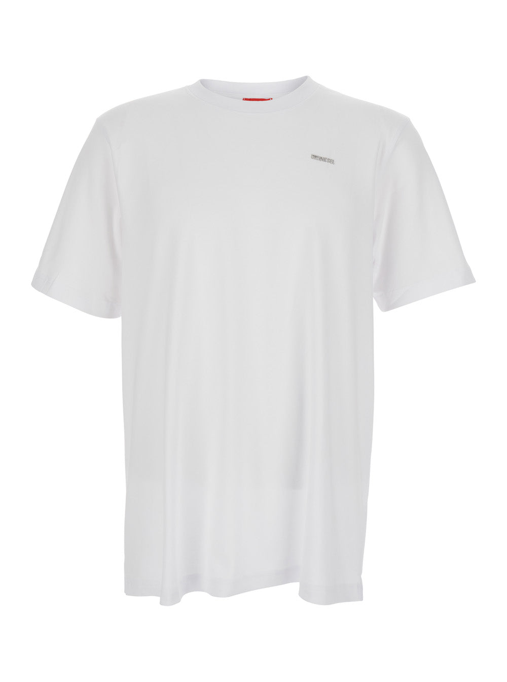 Diesel Men 'T-Adjust-Met' White T-Shirt With Lettering Logo On The Front In Cotton For Men
