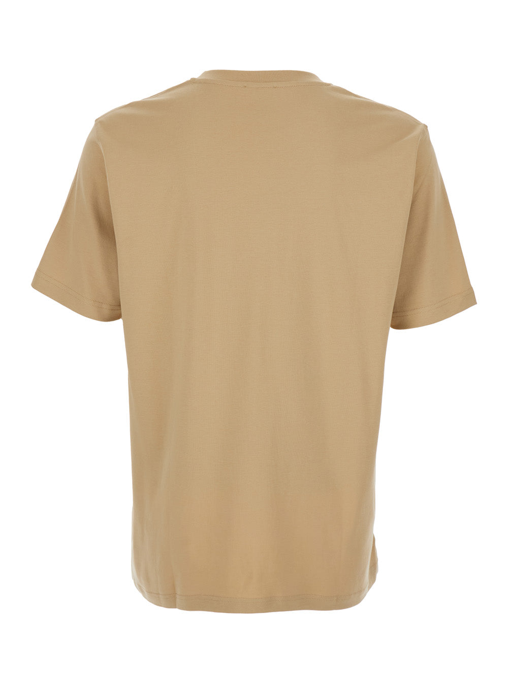 Diesel Men Beige T-Shirt With Metal Logo Patch On The Front In Cotton For Men