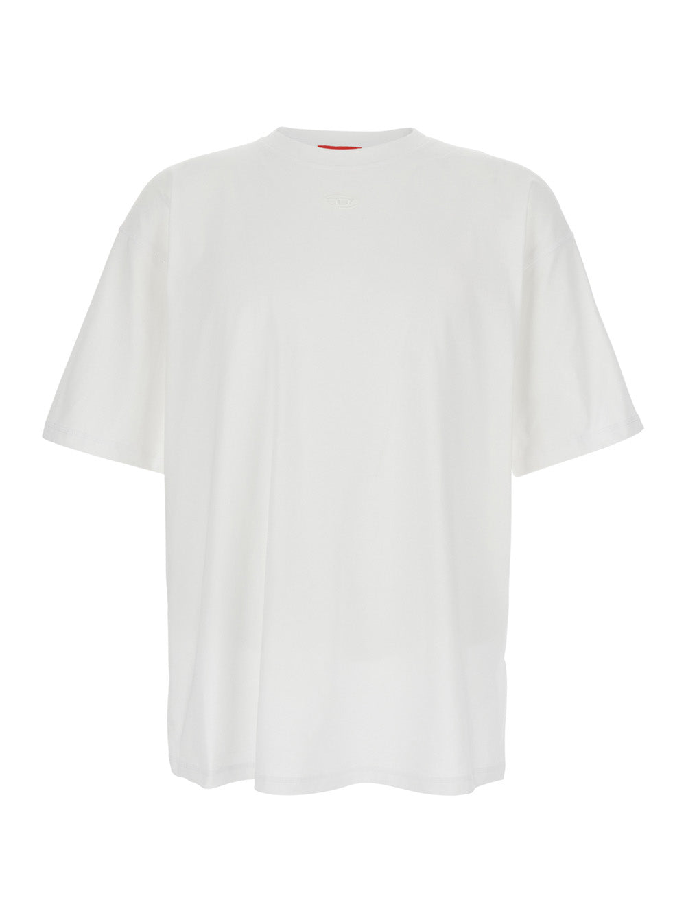 Diesel Men 'T-Lucien' White T-Shirt With Tone-On-Tone Logo Patch On The Front In Cotton For Men