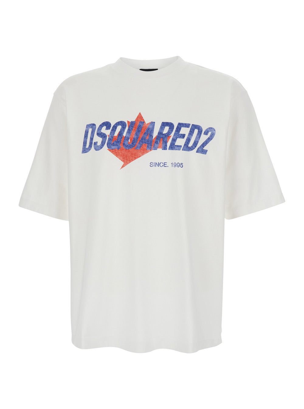 Dsquared2 Men White T-Shirt With Logo Print On The Front In Cotton For Men DSQUARED2