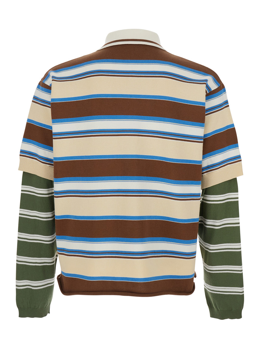 Dsquared2 Men Polo With Logo Lettering On The Front And All-Over Striped Print In Multicolor Cotton For Men