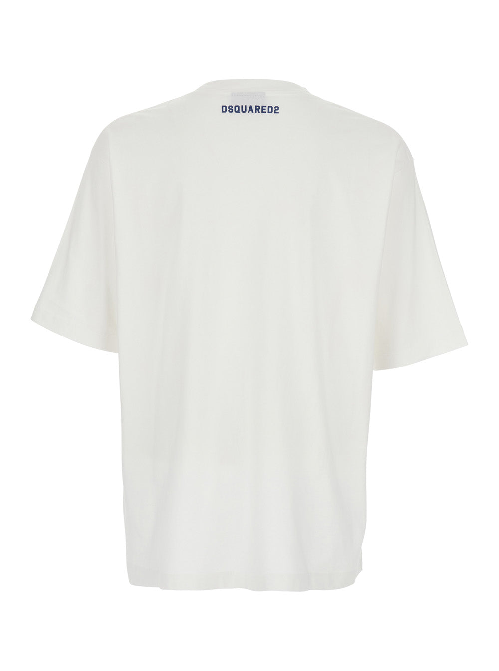 Dsquared2 Men White Crew Neck T-Shirt With Logo Print On The Front In Cotton For Men