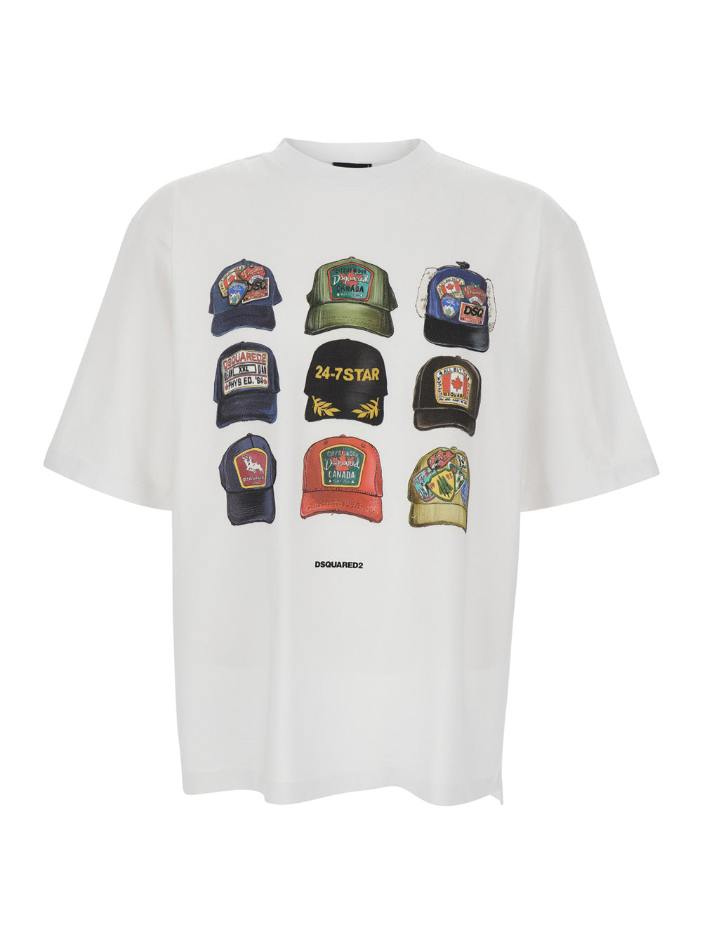 Dsquared2 Men White T-Shirt With Front Print And Logo Detail On The Back In Cotton For Men DSQUARED2
