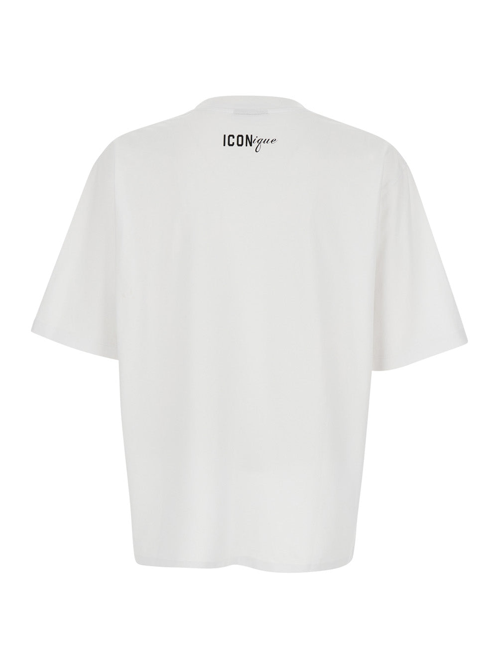 Dsquared2 Men White T-Shirt With Front Print And Logo Detail On The Back In Cotton For Men DSQUARED2